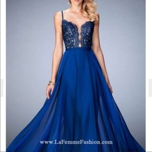 La femme style #22845 marine blue gown